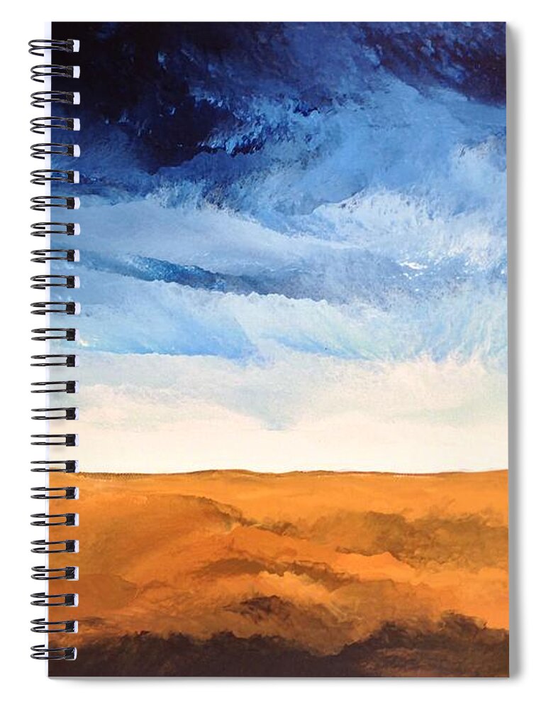 Dark Blue Sky Spiral Notebook featuring the painting In The Distance by Linda Bailey
