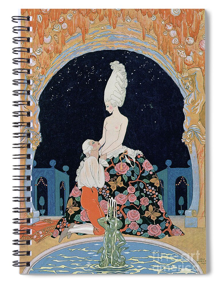 Male Spiral Notebook featuring the painting In the Grotto by Georges Barbier