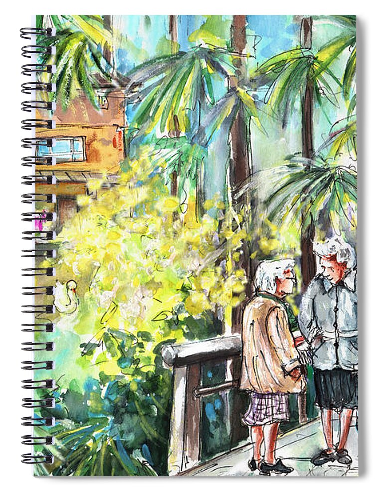 Travel Spiral Notebook featuring the painting In The Park In Bergamo by Miki De Goodaboom