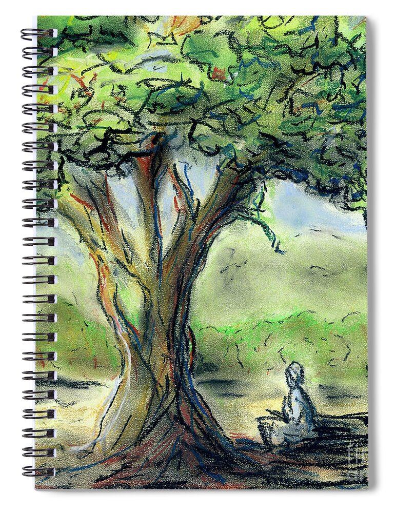 Tree Spiral Notebook featuring the pastel In the Shade by Diane Thornton