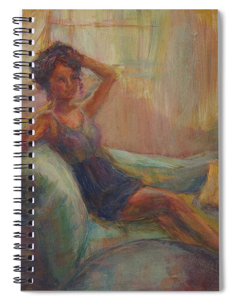 Woman Spiral Notebook featuring the painting In the Window Light by Quin Sweetman
