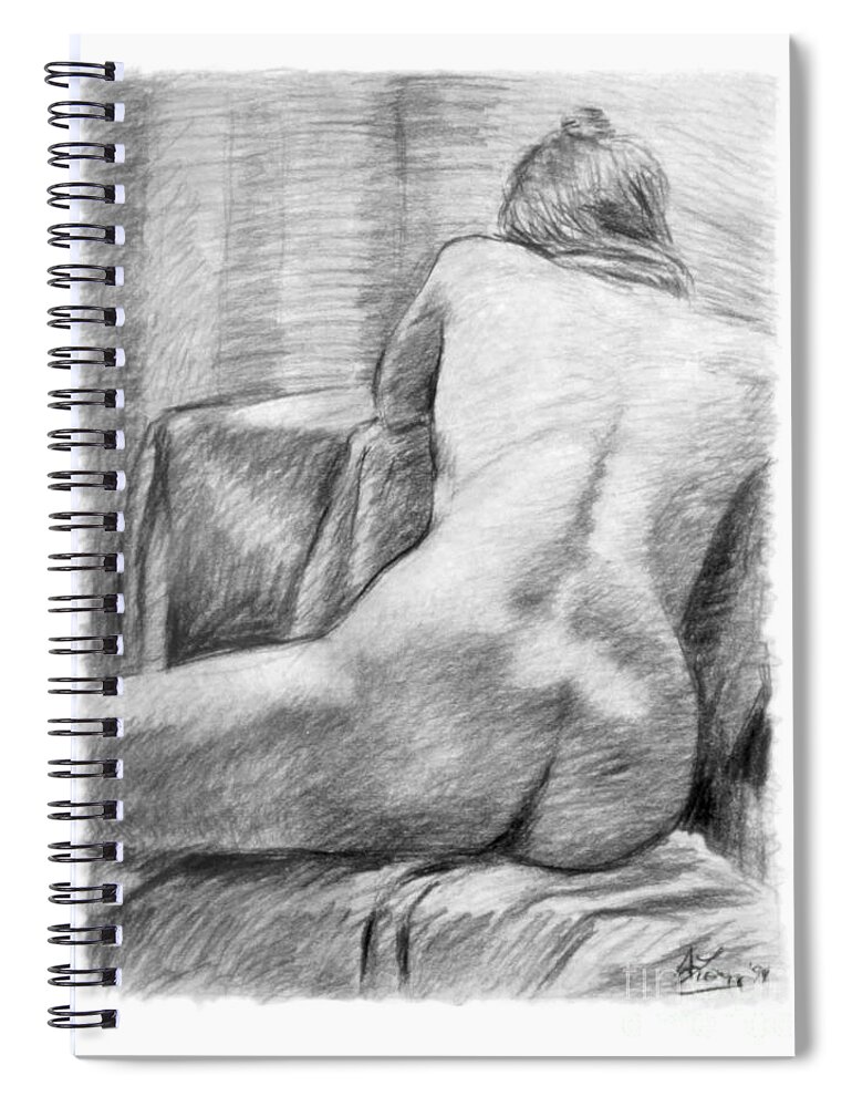 Adam Long Spiral Notebook featuring the drawing Incongruous by Adam Long
