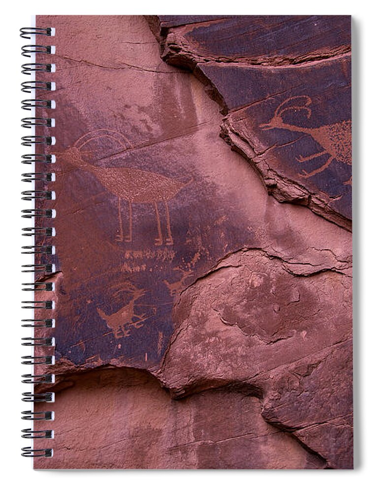 Pictograph Spiral Notebook featuring the photograph Indian Cave Art by Garry Gay
