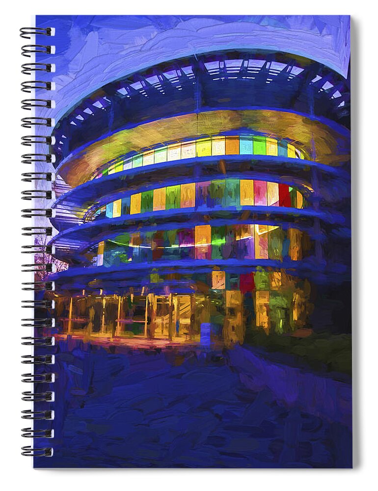 Indianapolis Spiral Notebook featuring the photograph Indianapolis Indiana Museum of Art Painted Digitally by David Haskett II