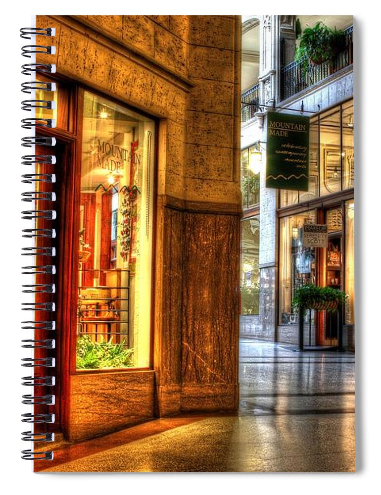 Carol R Montoya Spiral Notebook featuring the photograph Inside the Grove Arcade by Carol Montoya