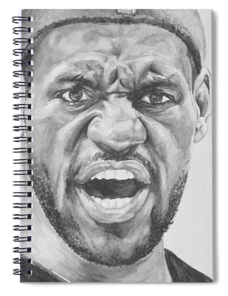 Lebron Spiral Notebook featuring the painting Intensity Lebron James by Tamir Barkan