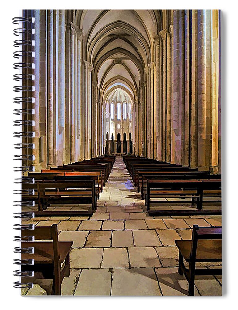 Abbey Spiral Notebook featuring the photograph Interior of the Monastery da Batalha by David Letts