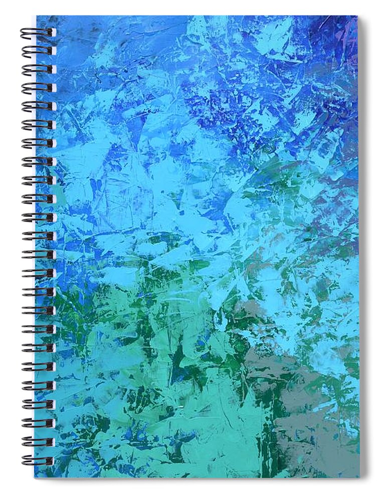 Abstract Spiral Notebook featuring the painting Into the Deep Blue Sea by Linda Bailey