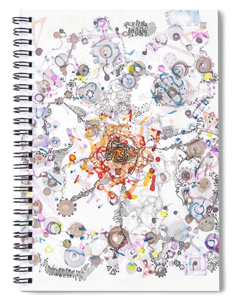 Cell Spiral Notebook featuring the drawing Intracellular Diversion by Regina Valluzzi