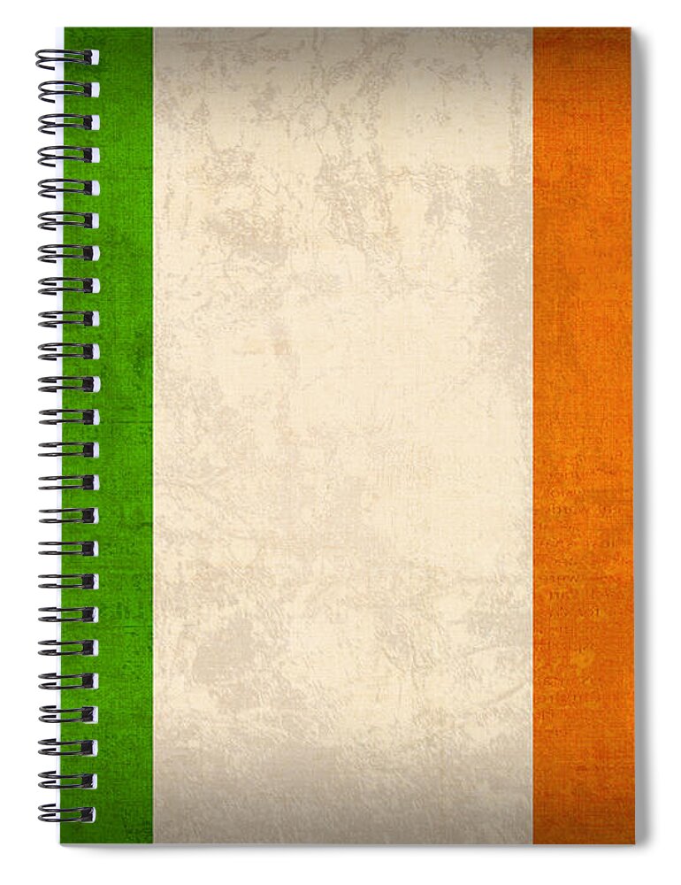 Ireland Flag Vintage Distressed Finish Dublin Irish Green Europe Luck Spiral Notebook featuring the mixed media Ireland Flag Vintage Distressed Finish by Design Turnpike