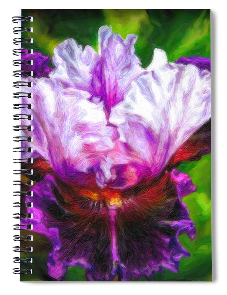 Painting Spiral Notebook featuring the digital art Iridescent Iris by Lilia D