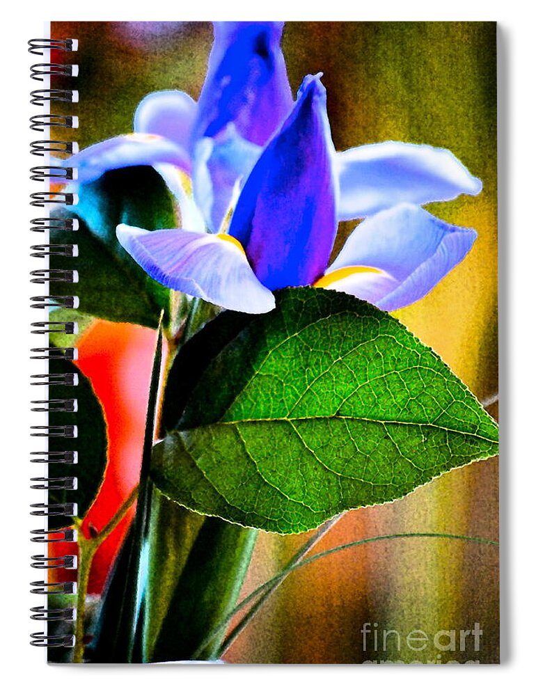 Iris Spiral Notebook featuring the photograph Iris Carried Away by Gwyn Newcombe