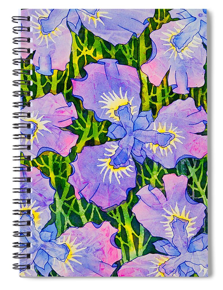 Iris Patterns Spiral Notebook featuring the painting Iris Patterns by Teresa Ascone