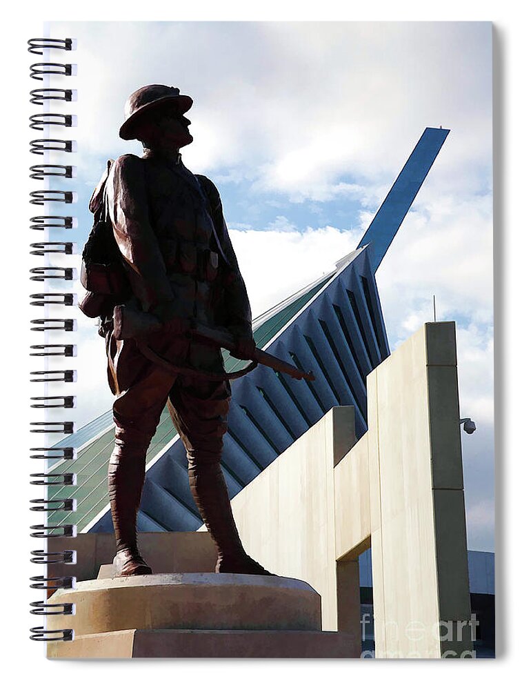  Leatherneck Spiral Notebook featuring the digital art Iron Mike at the Marine Corps Museum with digital effects by William Kuta