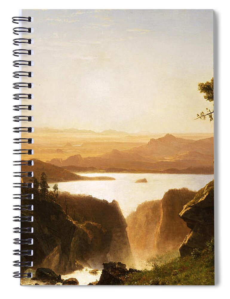 Island Lake Wind River Range Wyoming Spiral Notebook featuring the painting Island Lake Wind River Range Wyoming by Albert Bierstadt