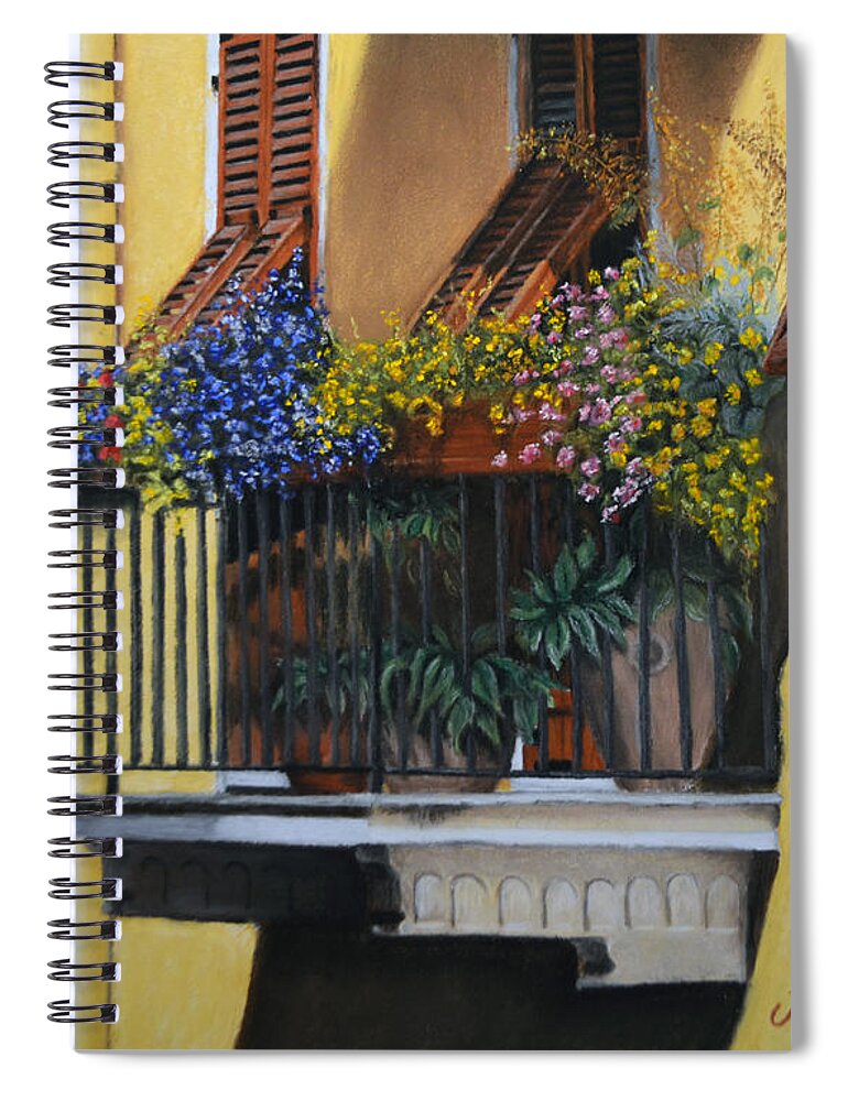 Italy Spiral Notebook featuring the painting Italian Balcony by Joanne Grant