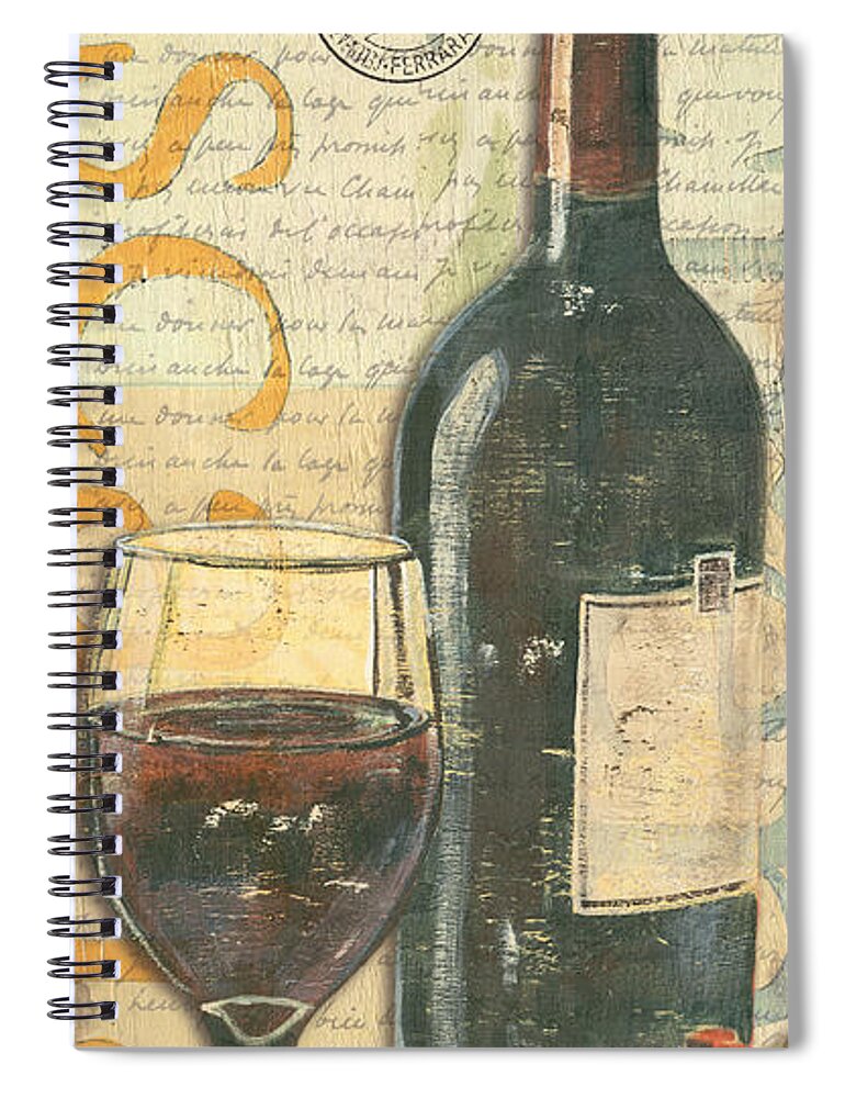 Wine Spiral Notebook featuring the painting Italian Wine and Grapes by Debbie DeWitt