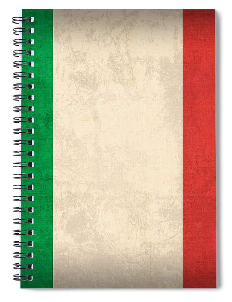 Italy Flag Vintage Distressed Finish Rome Italian Europe Venice Spiral Notebook featuring the mixed media Italy Flag Vintage Distressed Finish by Design Turnpike