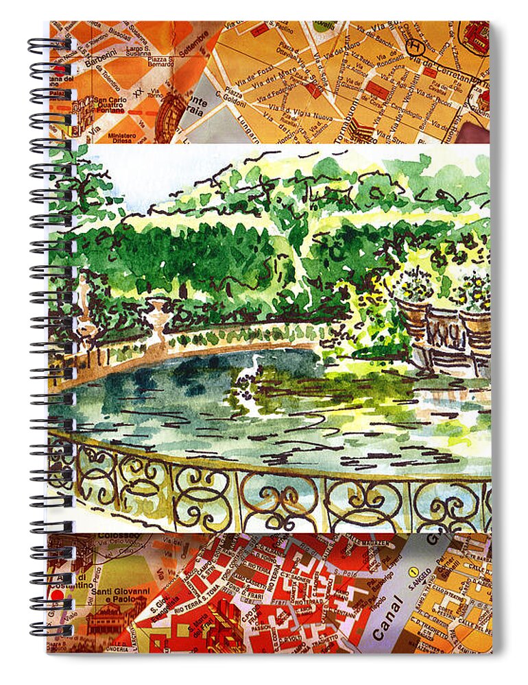 Italy Spiral Notebook featuring the painting Italy Sketches Florence Boboli Gardens of Pitti Palace by Irina Sztukowski