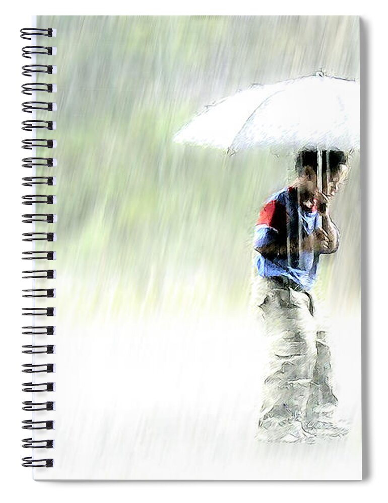Children Spiral Notebook featuring the photograph It's Raining Outside by Heiko Koehrer-Wagner