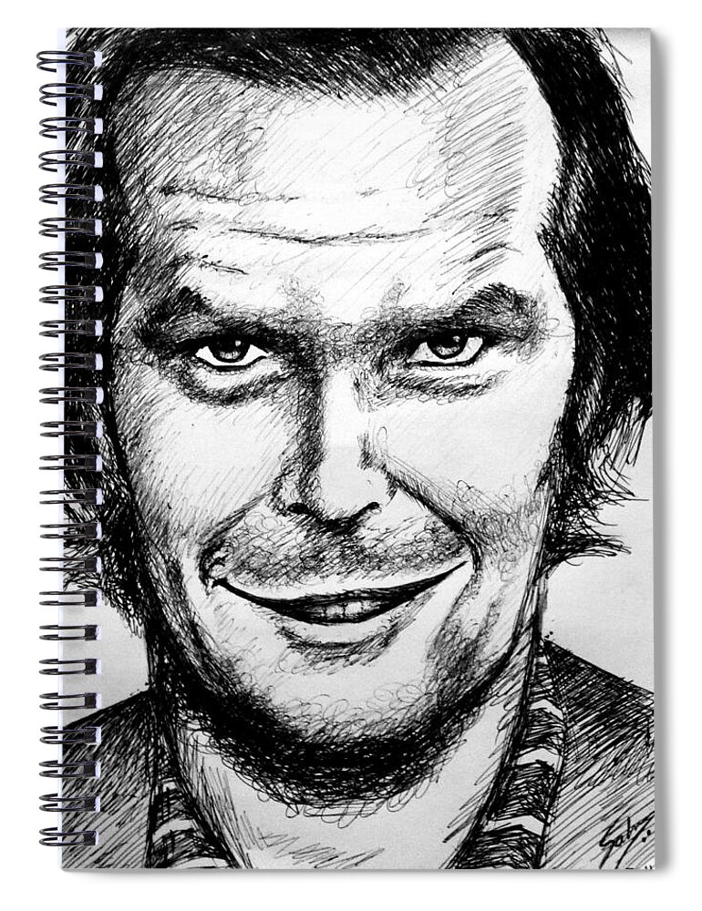 Wallpaper Buy Art Print Phone Case T-shirt Beautiful Duvet Case Pillow Tote Bags Shower Curtain Greeting Cards Mobile Phone Apple Android Jack Nicholson Sketch Jack Nicholson Portrait One Flew Over Cuckoo's Nest Joker Evil Haunted Scary Sketch The Shining Hollywood Movie Canvas Framed Art Acrylic Greeting Print Salman Ravish Khan Spiral Notebook featuring the drawing Jack Nicholson #2 by Salman Ravish