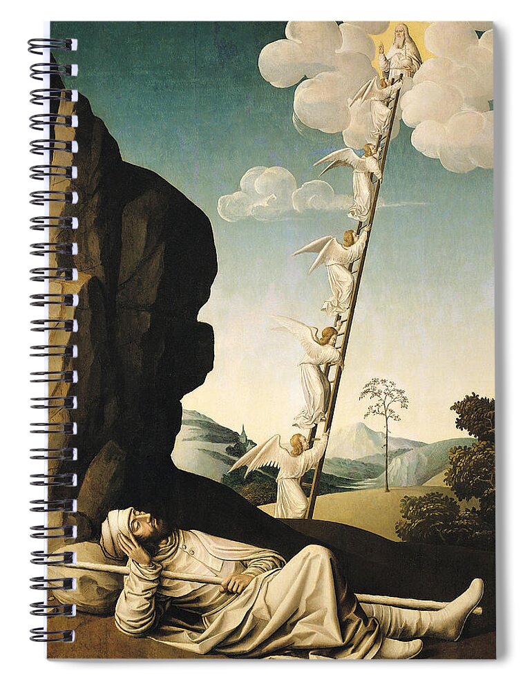 L'echelle De Jacob Spiral Notebook featuring the photograph Jacobs Ladder, C.1490 Oil On Panel by French School