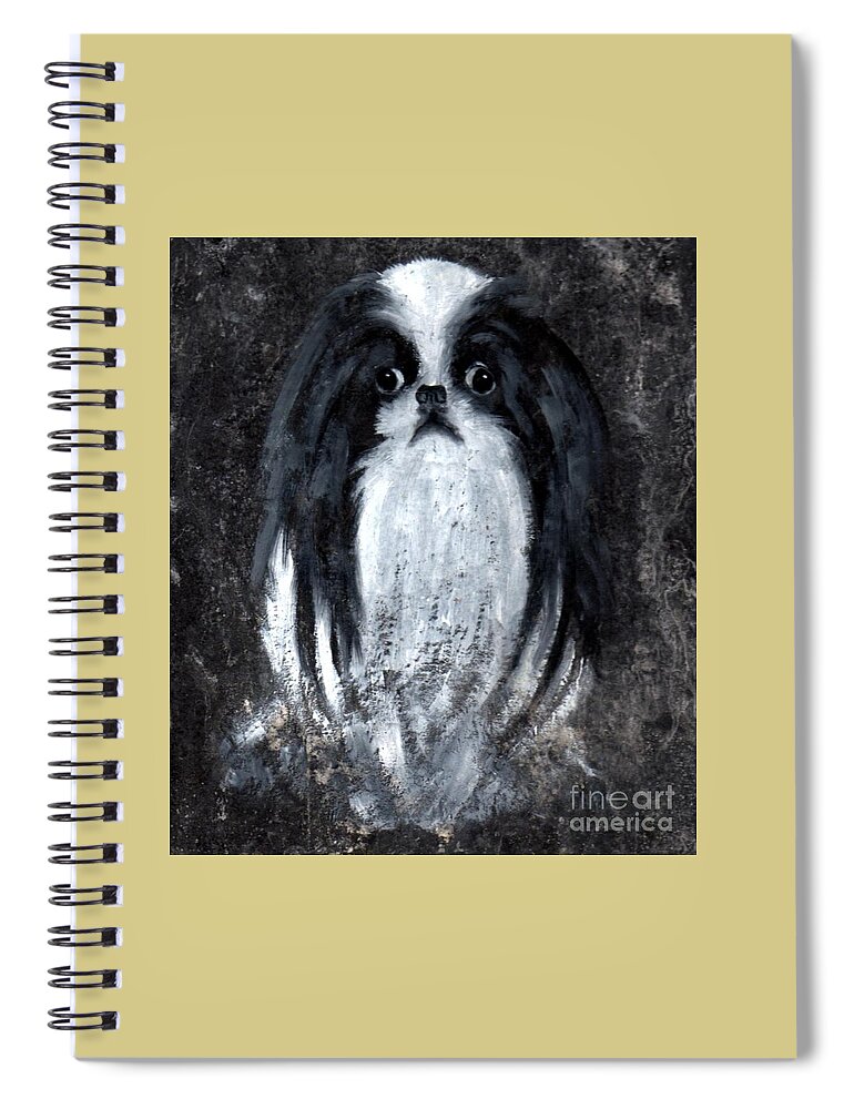 Japanese Chin Oil Painting Spiral Notebook featuring the painting Japanese Chin by Wendy Ray