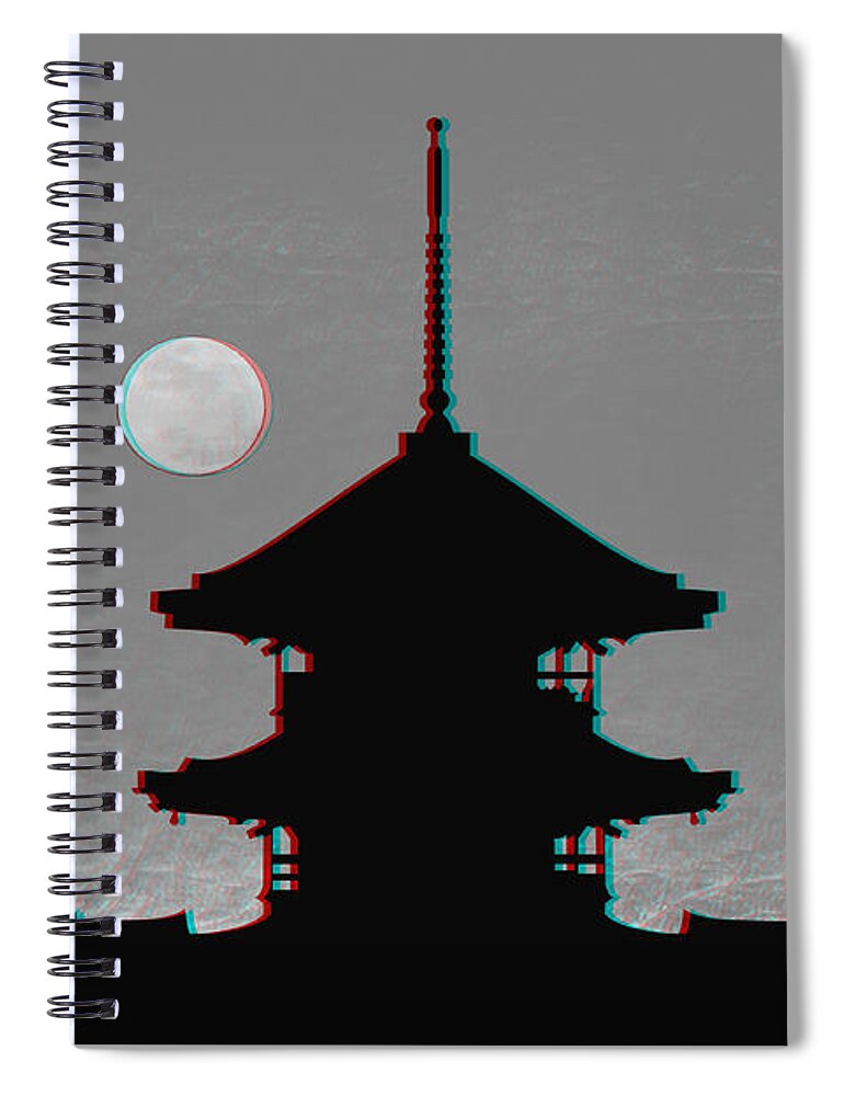 Japanese Landscape In 3d Spiral Notebook featuring the digital art Japanese Landscape in 3D by Celestial Images