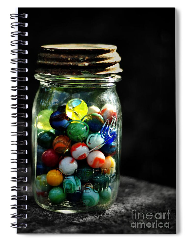 Marbles Spiral Notebook featuring the photograph Jar Full of Sunshine by Rebecca Sherman
