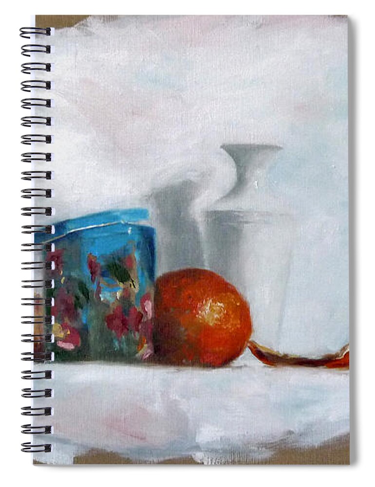 White Spiral Notebook featuring the painting Jasmine tea box by Karina Plachetka