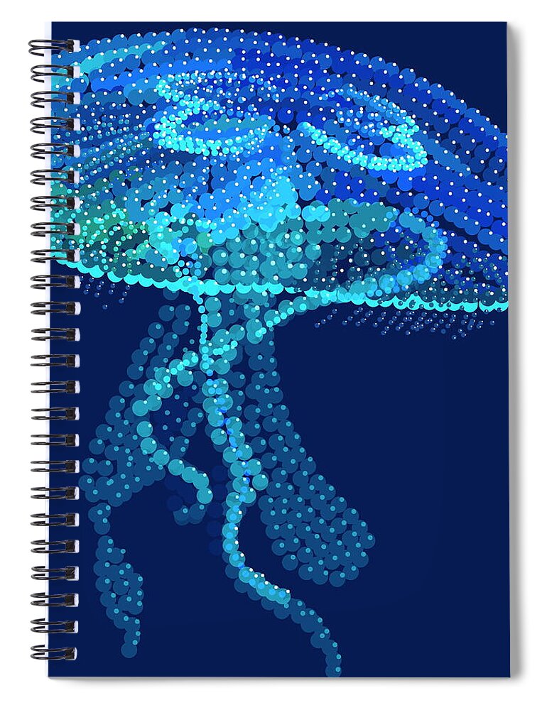  Spiral Notebook featuring the digital art Jellyfish Bedazzled by R Allen Swezey