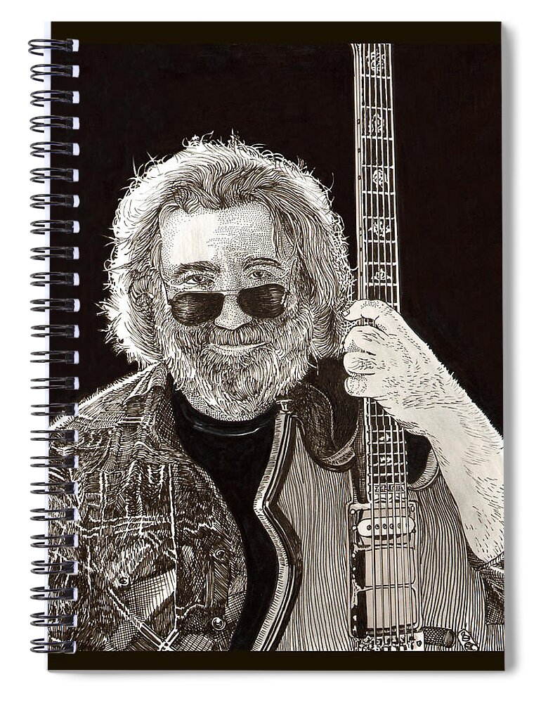 Thank You For Buying A 72 X 48 Canvas Print Of Jerome John Jerry Garcia Who Was An American Musician Who Was Best Known For His Lead Guitar Work Spiral Notebook featuring the drawing Jerry Garcia String Beard Guitar by Jack Pumphrey