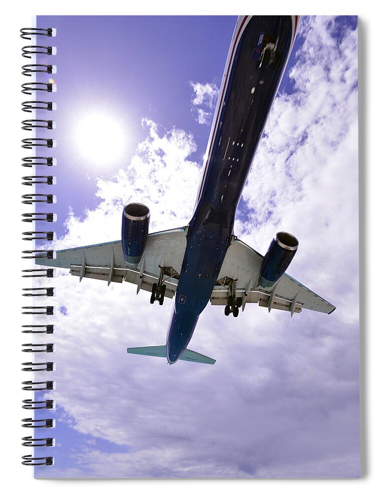 St Martin - Airplanes Spiral Notebook featuring the photograph Jet Under Belly by Matt Swinden