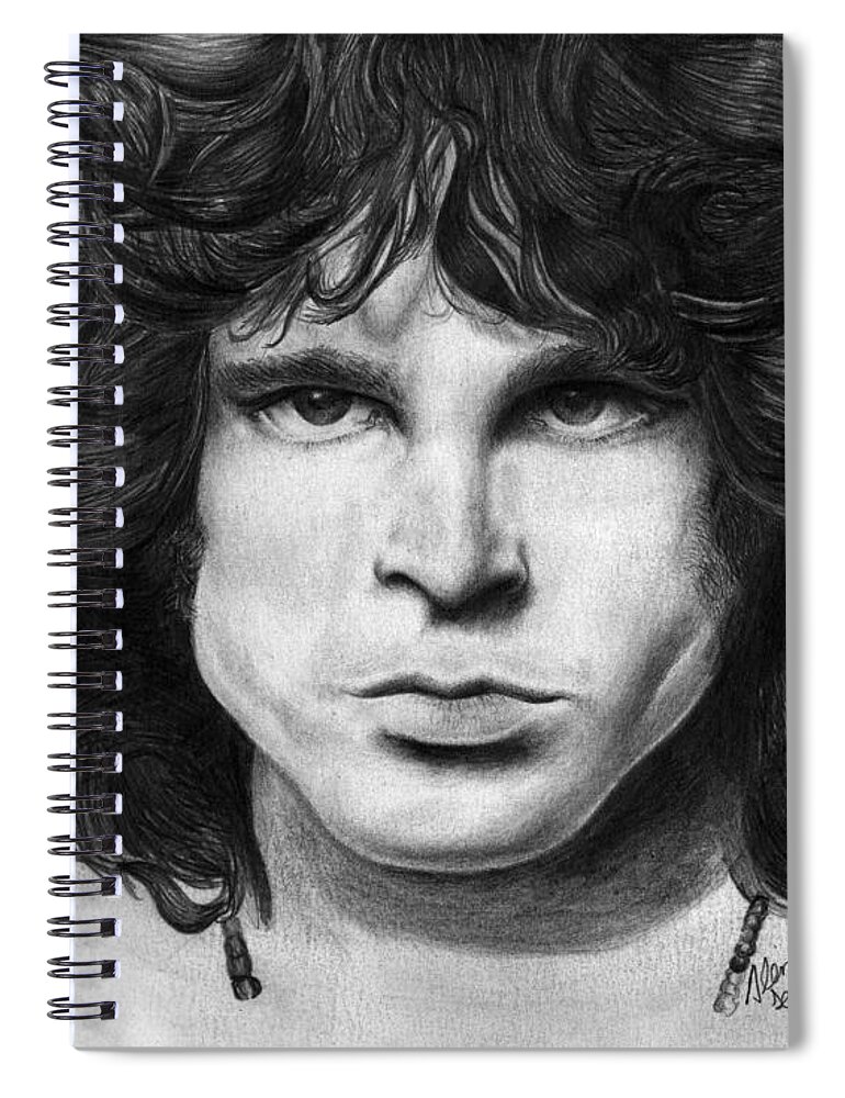 James Douglas Morrison Spiral Notebook featuring the drawing Jim by Alessandro Della Pietra