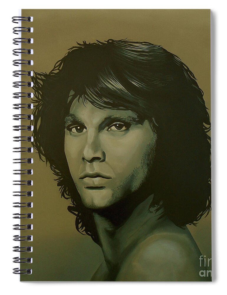Jim Morrison Spiral Notebook featuring the painting Jim Morrison Painting by Paul Meijering