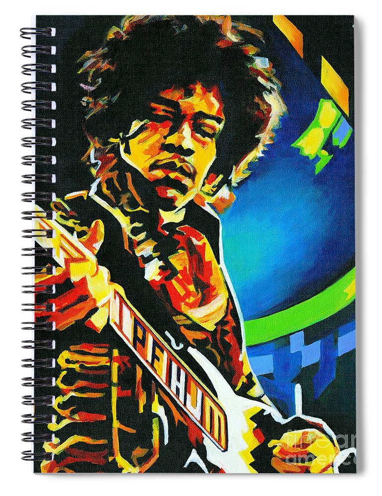 Tanya Filichkin Spiral Notebook featuring the painting Bold As Love. Jimi Hendrix by Tanya Filichkin