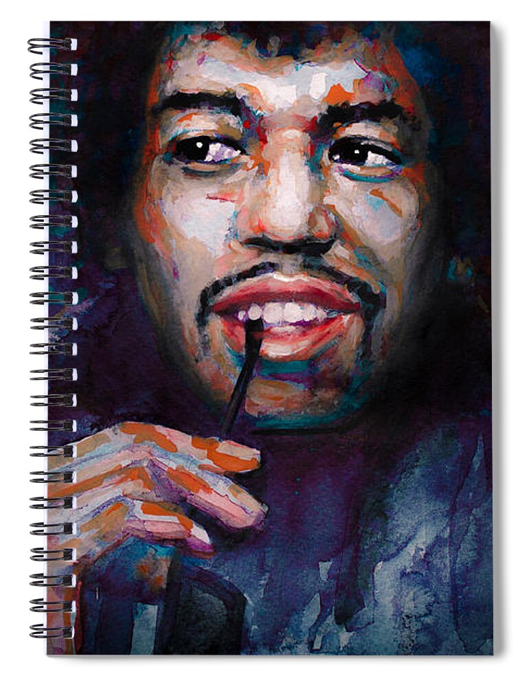 Jimi Hendrix Spiral Notebook featuring the painting Jimi Hendrix watercolor by Laur Iduc