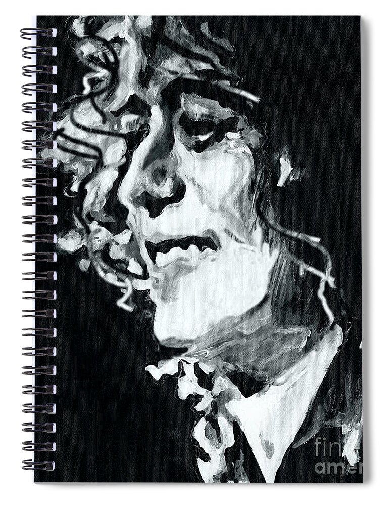 Contemporary Spiral Notebook featuring the painting Jimmy Page - Magic Riff Mastermind by Tanya Filichkin