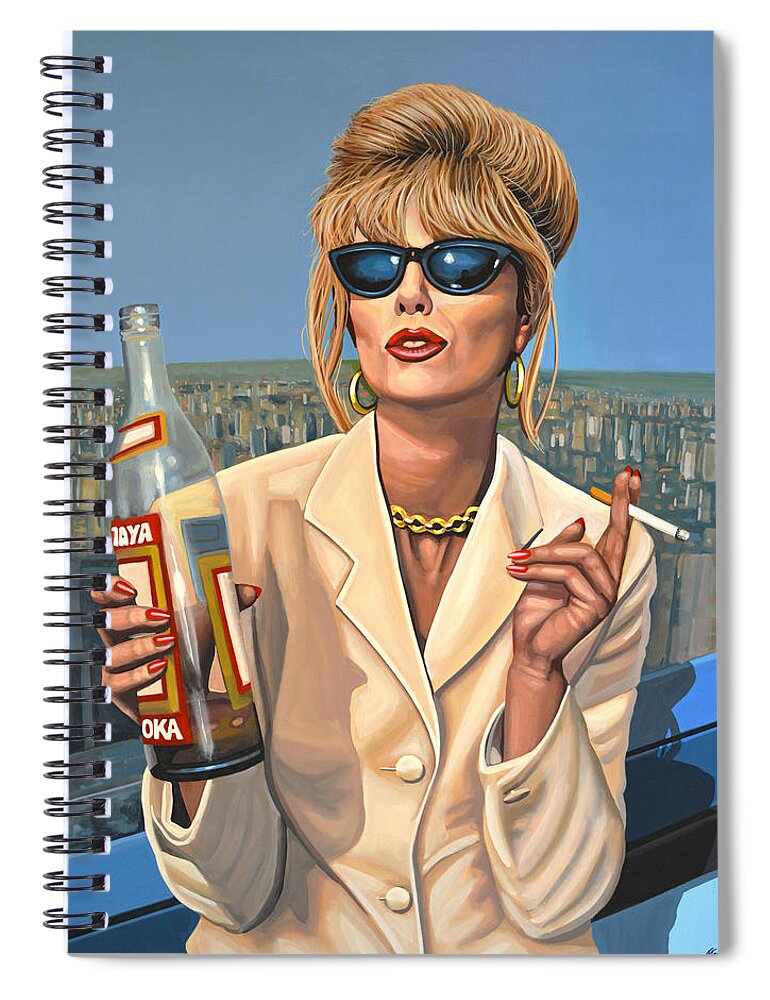 Joanna Lumley Spiral Notebook featuring the painting Joanna Lumley as Patsy Stone by Paul Meijering