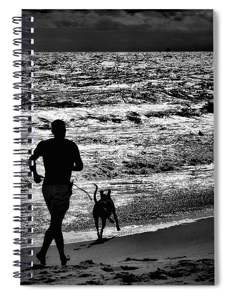 Silhouettes Spiral Notebook featuring the photograph Joggin Wit Dad by Robert McCubbin