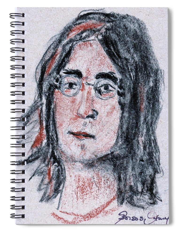 John Lennon Spiral Notebook featuring the painting John Lennon by Anna Ruzsan