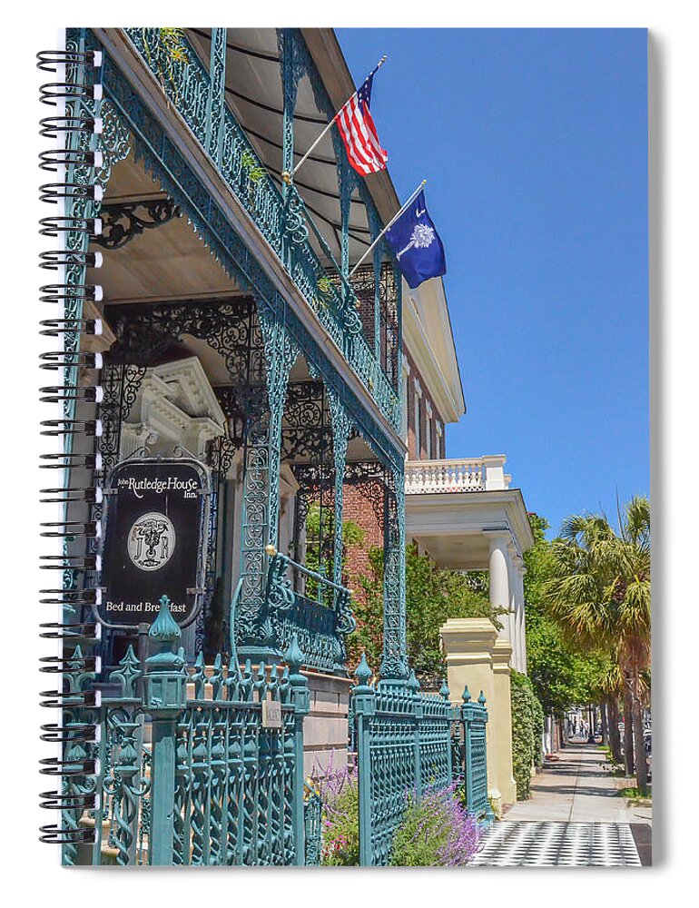 Ornate Fence Spiral Notebook featuring the photograph John Rutledge House by Dale Powell