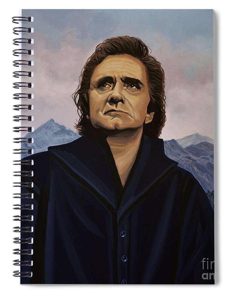 Johnny Cash Spiral Notebook featuring the painting Johnny Cash Painting by Paul Meijering
