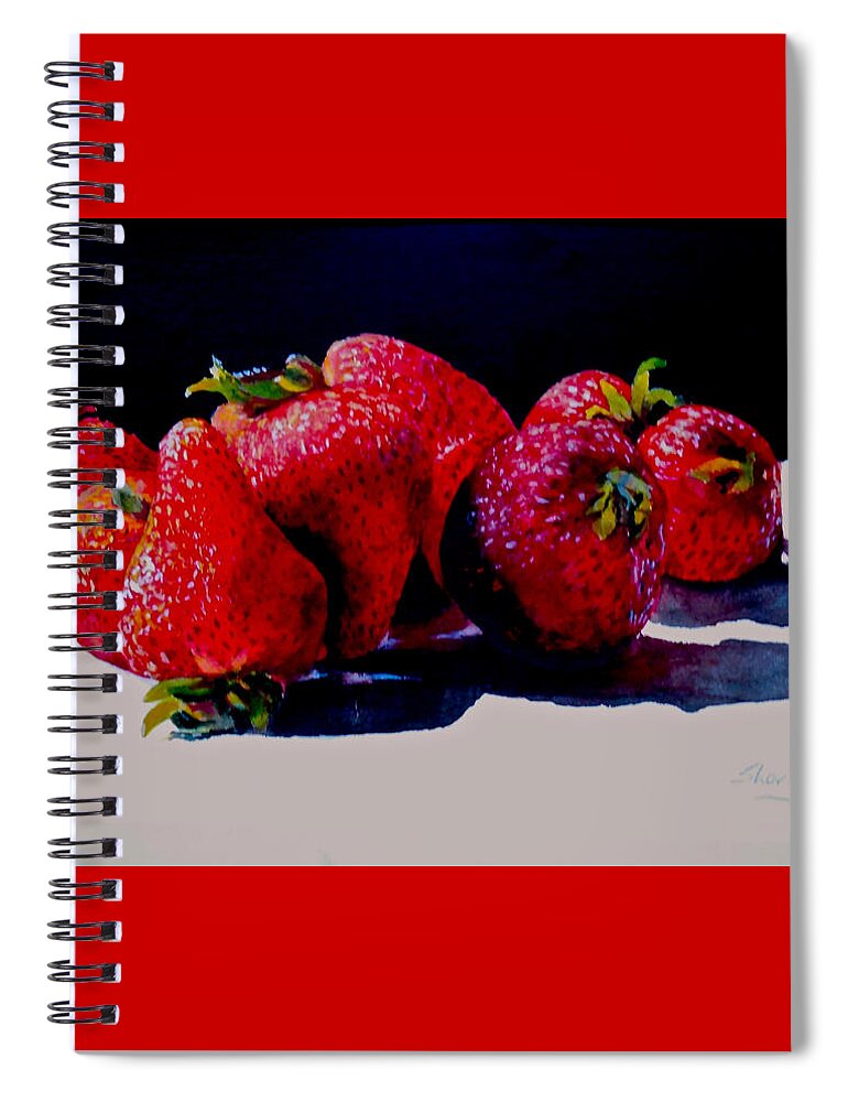 Berries Spiral Notebook featuring the painting Juicy Strawberries by Sher Nasser