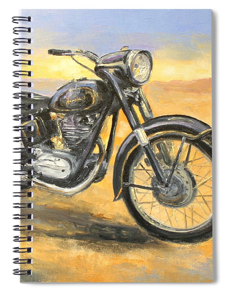 Junak Spiral Notebook featuring the painting Junak M 10 - Polish motorcycle by Luke Karcz