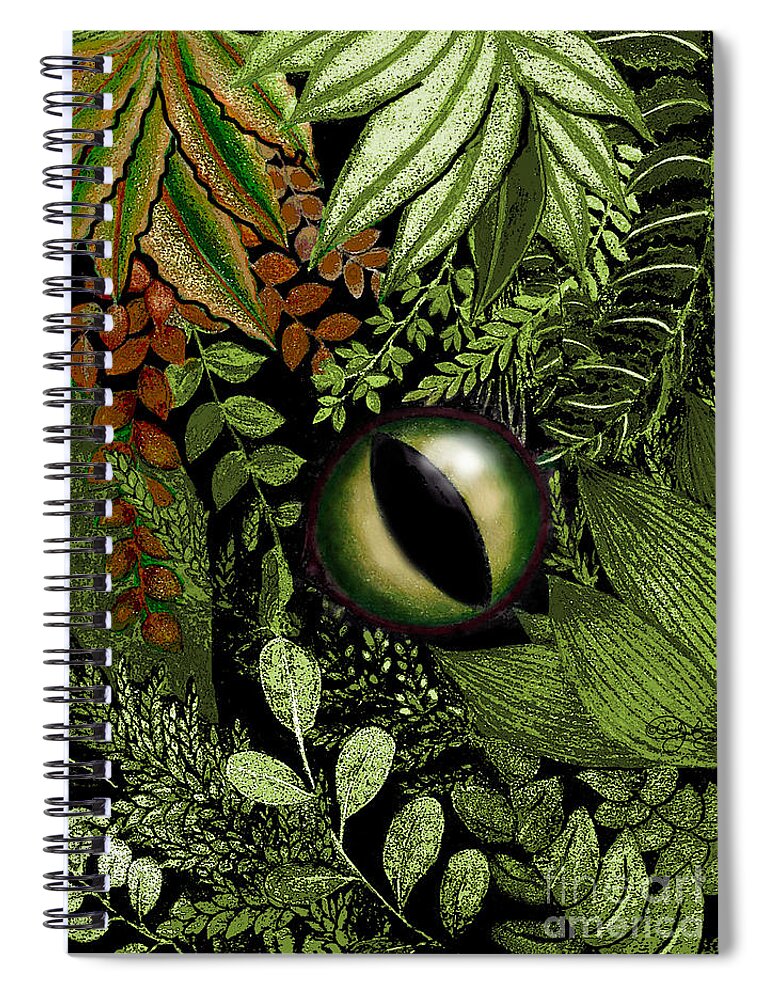Nature Spiral Notebook featuring the digital art Jungle Eye by Carol Jacobs