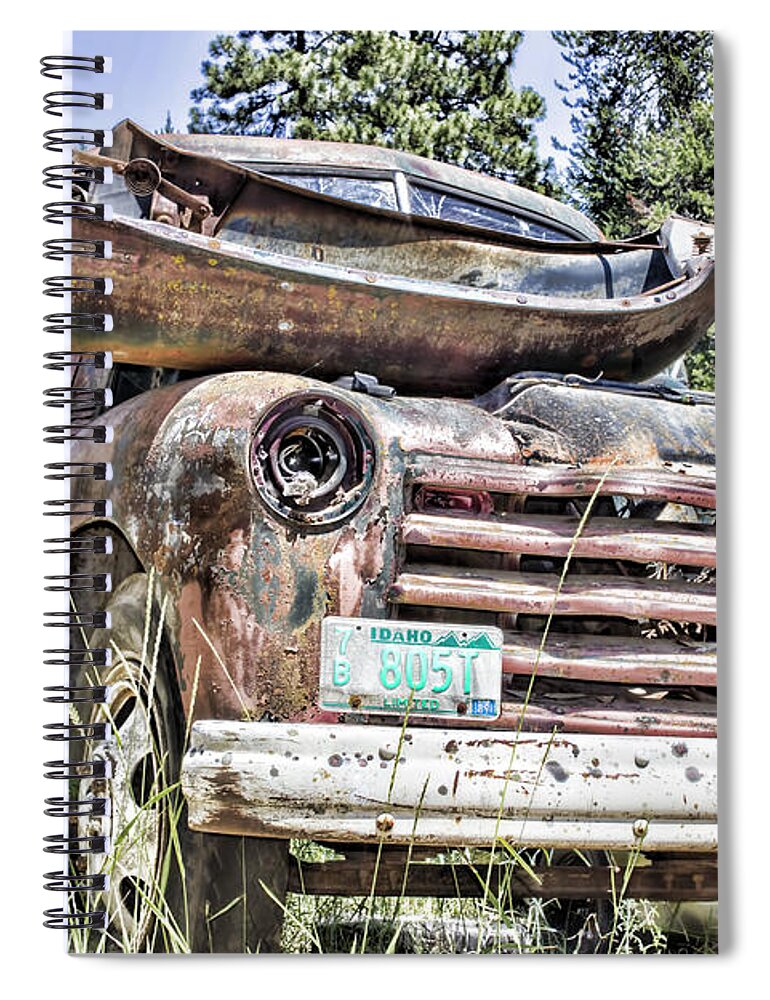 Chevrolet Truck Spiral Notebook featuring the photograph Junkyard Series Chevrolet Truck by Cathy Anderson
