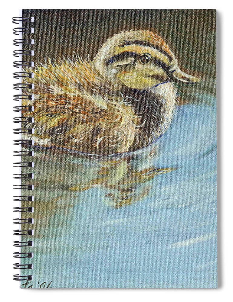 Baby Duck Spiral Notebook featuring the painting Just Ducky by Marlene Schwartz Massey