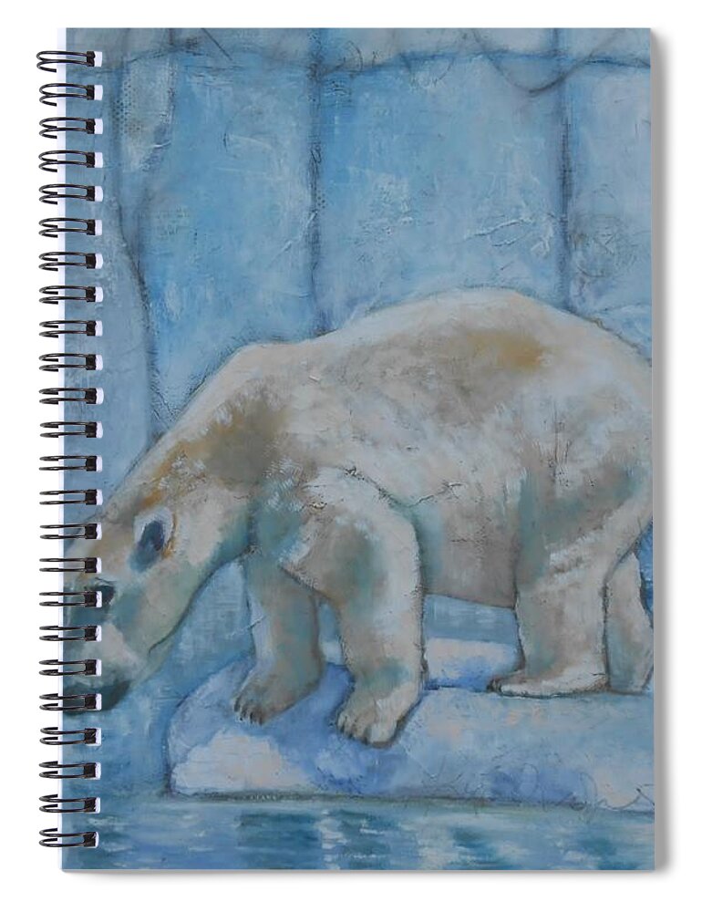 White On White Oil Painting Spiral Notebook featuring the painting Just looking by Susan Goh