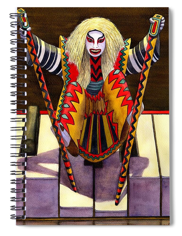 Kabuki Spiral Notebook featuring the painting Kabuki Chopsticks 1 by Catherine G McElroy